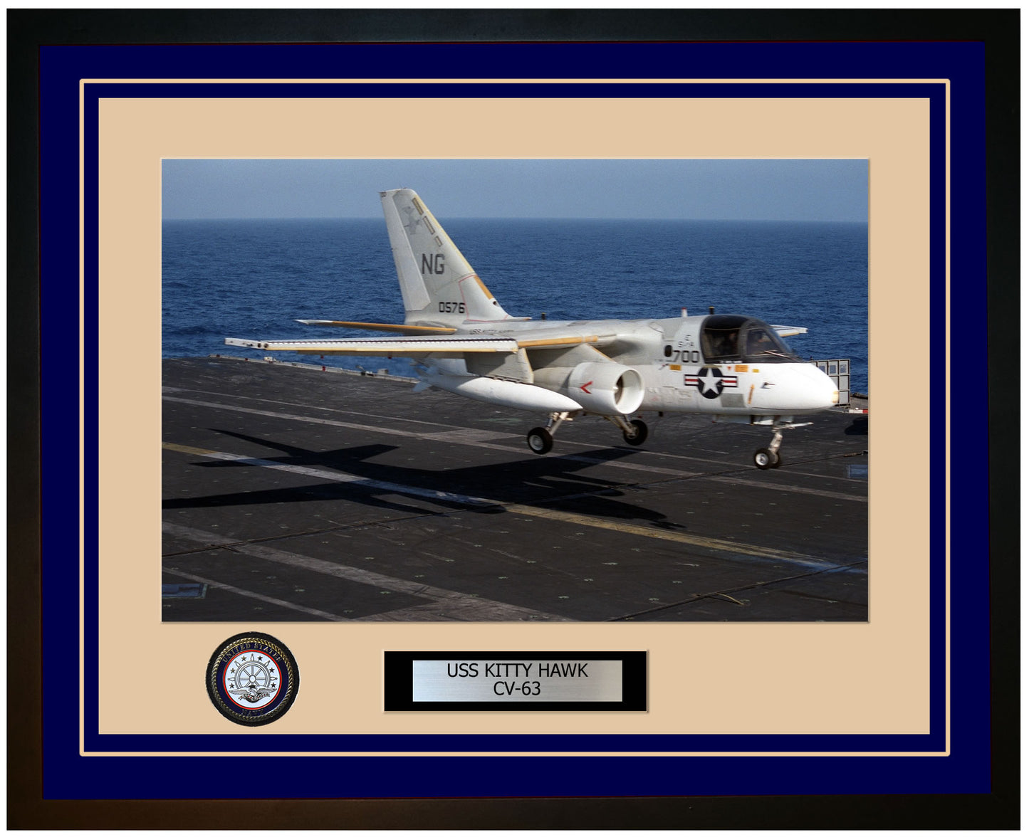 USS KITTY HAWK CV-63 Framed Navy Ship Photo Blue