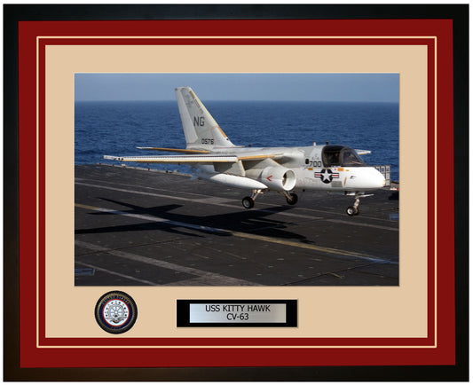 USS KITTY HAWK CV-63 Framed Navy Ship Photo Burgundy