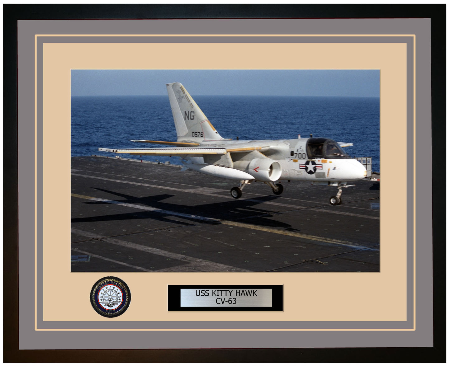 USS KITTY HAWK CV-63 Framed Navy Ship Photo Grey
