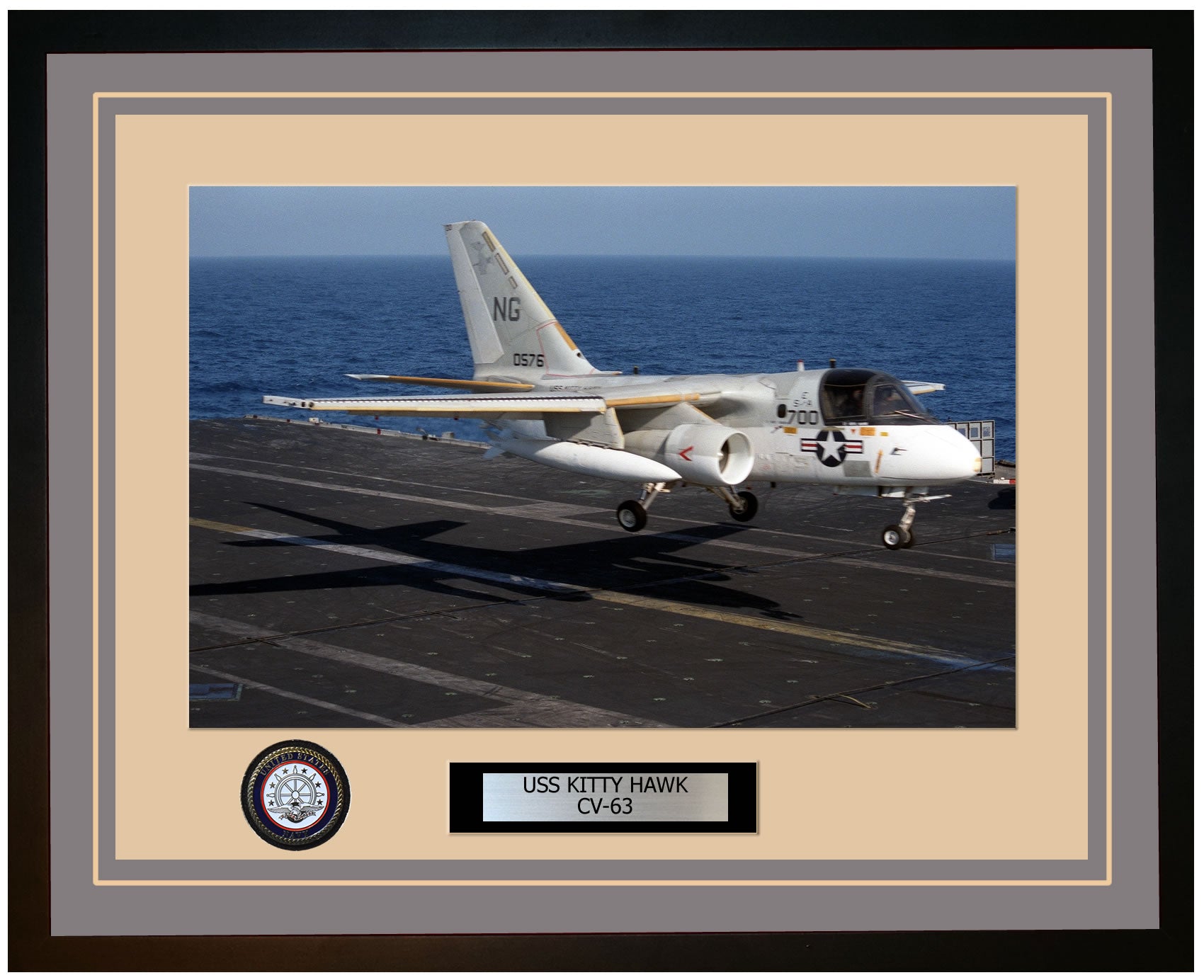 USS KITTY HAWK CV-63 Framed Navy Ship Photo Grey