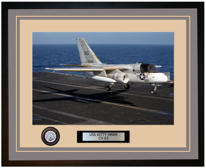 USS KITTY HAWK CV-63 Framed Navy Ship Photo Grey
