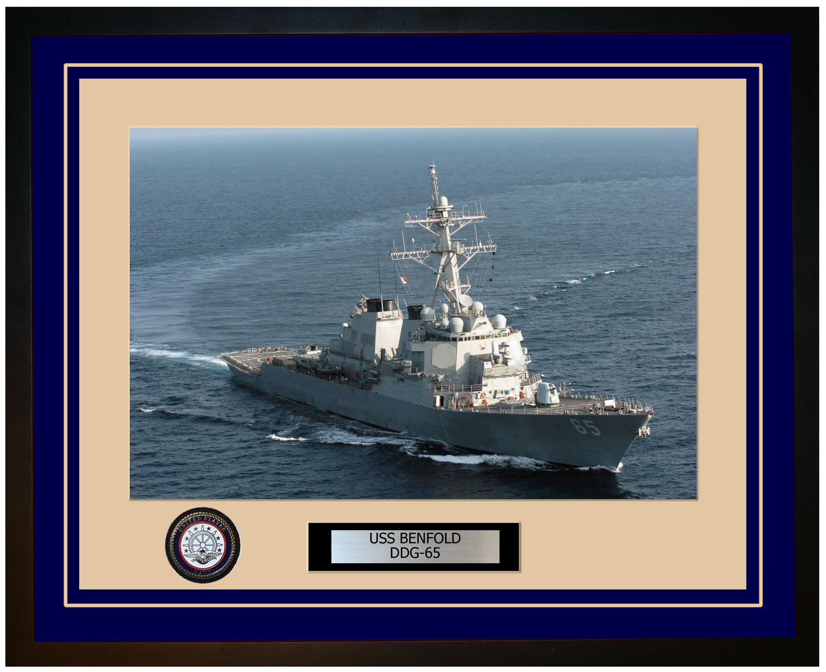 USS BENFOLD DDG-65 Framed Navy Ship Photo Blue