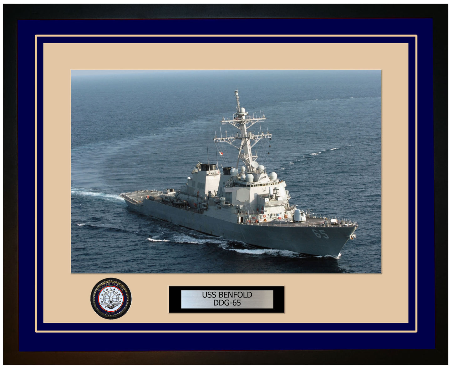 USS BENFOLD DDG-65 Framed Navy Ship Photo Blue