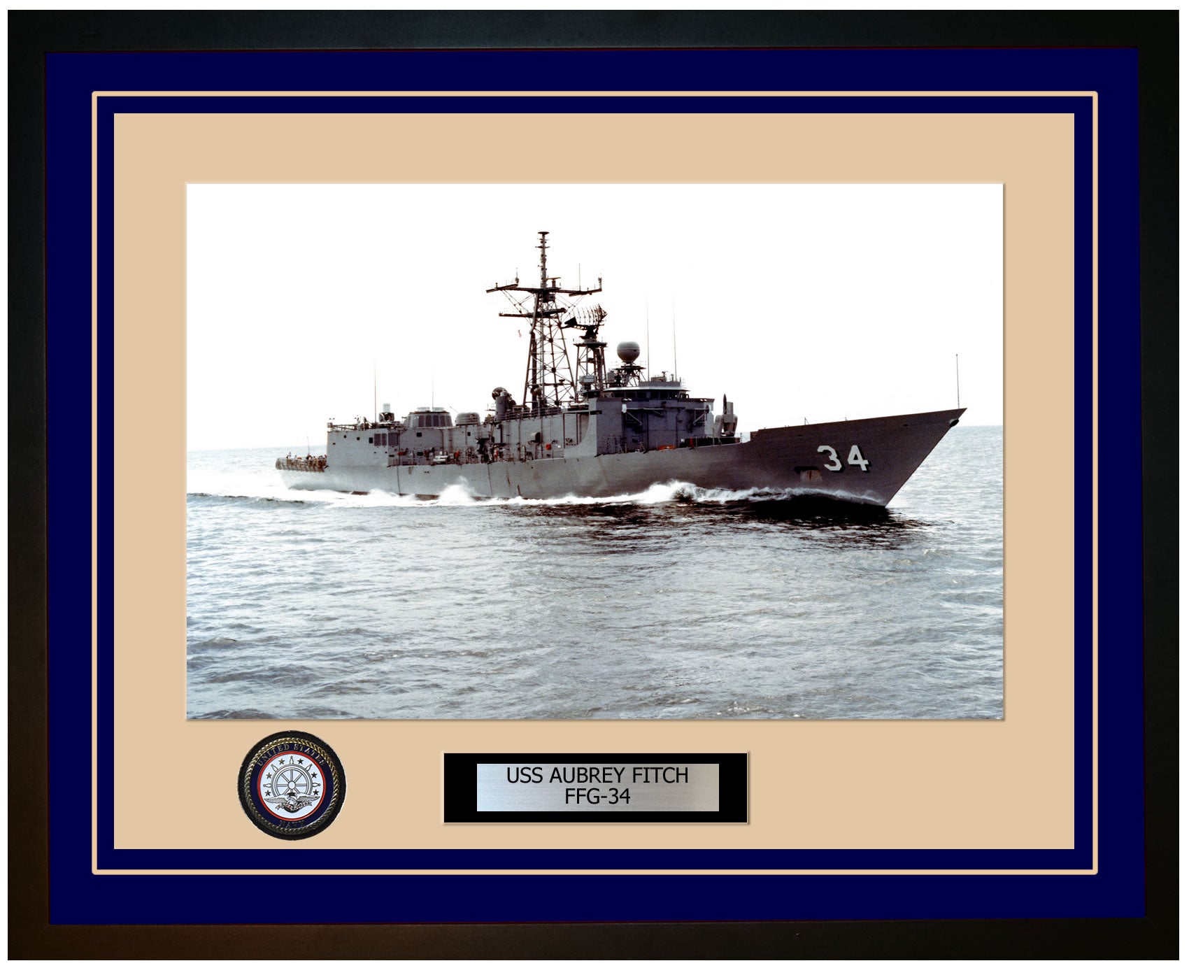 USS AUBREY FITCH FFG-34 Framed Navy Ship Photo Blue