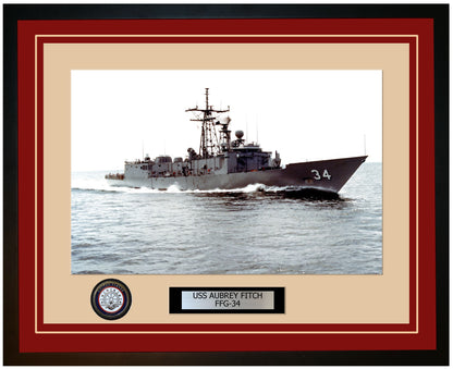 USS AUBREY FITCH FFG-34 Framed Navy Ship Photo Burgundy