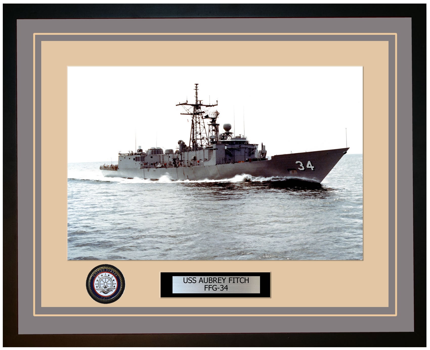 USS AUBREY FITCH FFG-34 Framed Navy Ship Photo Grey