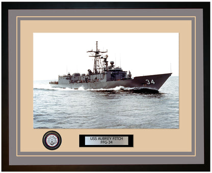 USS AUBREY FITCH FFG-34 Framed Navy Ship Photo Grey
