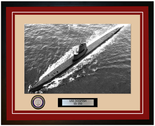 USS Dogfish SS-350 Framed Navy Ship Photo Burgundy