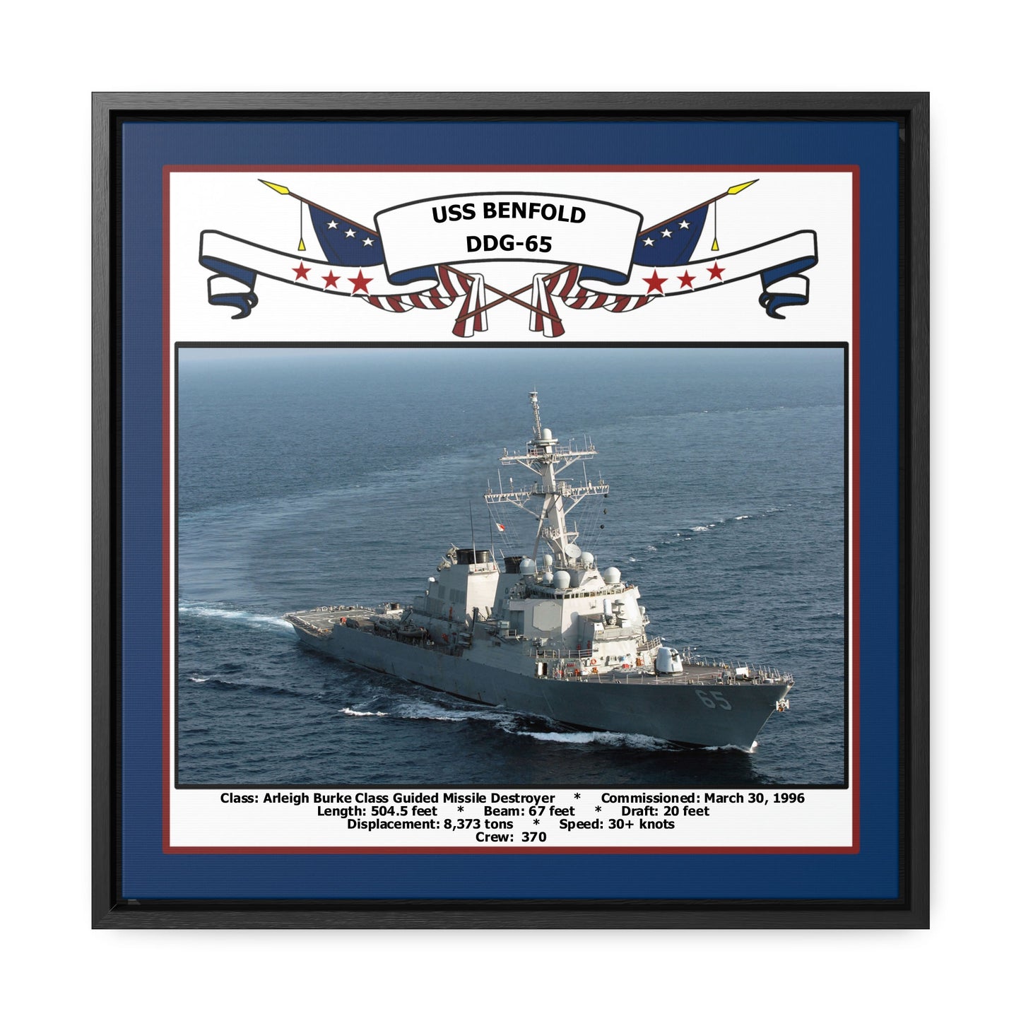 USS Benfold DDG-65 Navy Floating Frame Photo Front View