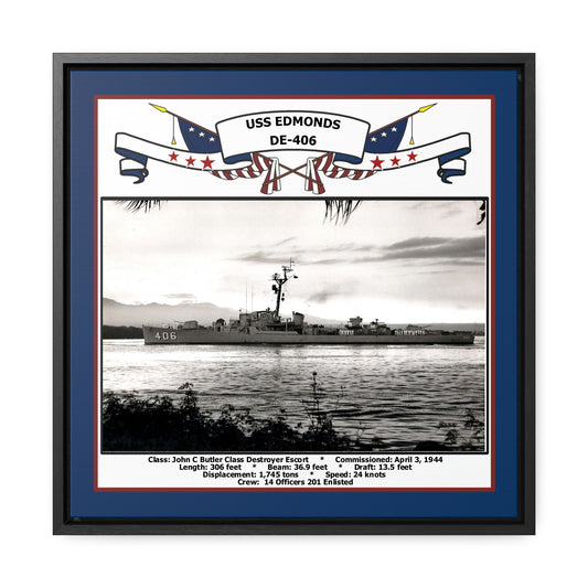 USS Edmonds DE-406 Navy Floating Frame Photo Front View