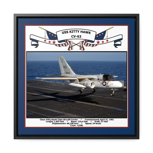 USS Kitty Hawk CV-63 Navy Floating Frame Photo Front View