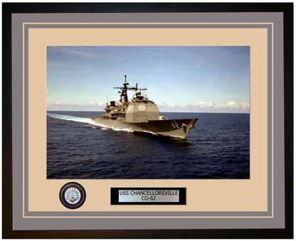USS CHANCELLORSVILLE CG-62 Framed Navy Ship Photo Grey