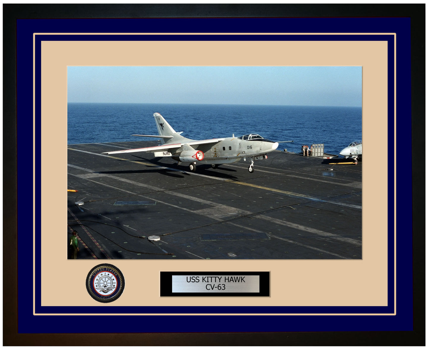 USS KITTY HAWK CV-63 Framed Navy Ship Photo Blue