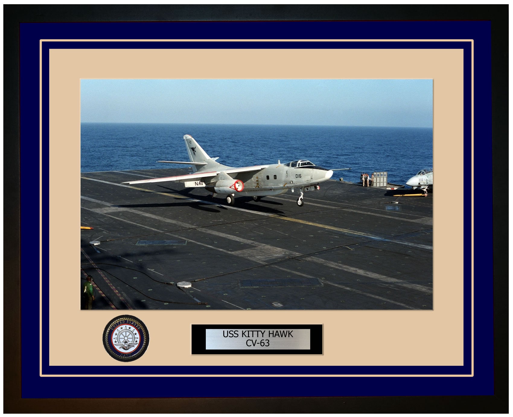 USS KITTY HAWK CV-63 Framed Navy Ship Photo Blue