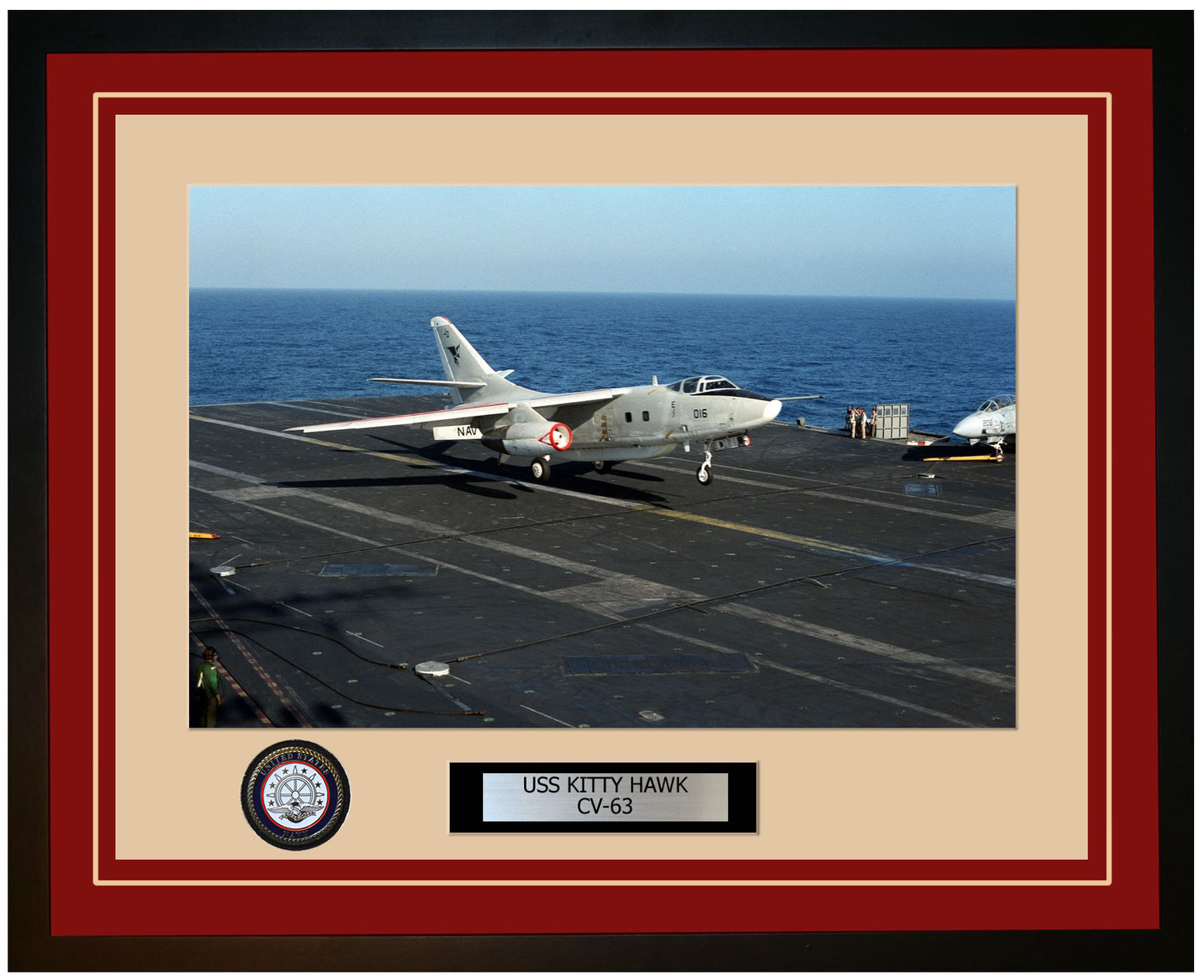 USS KITTY HAWK CV-63 Framed Navy Ship Photo Burgundy