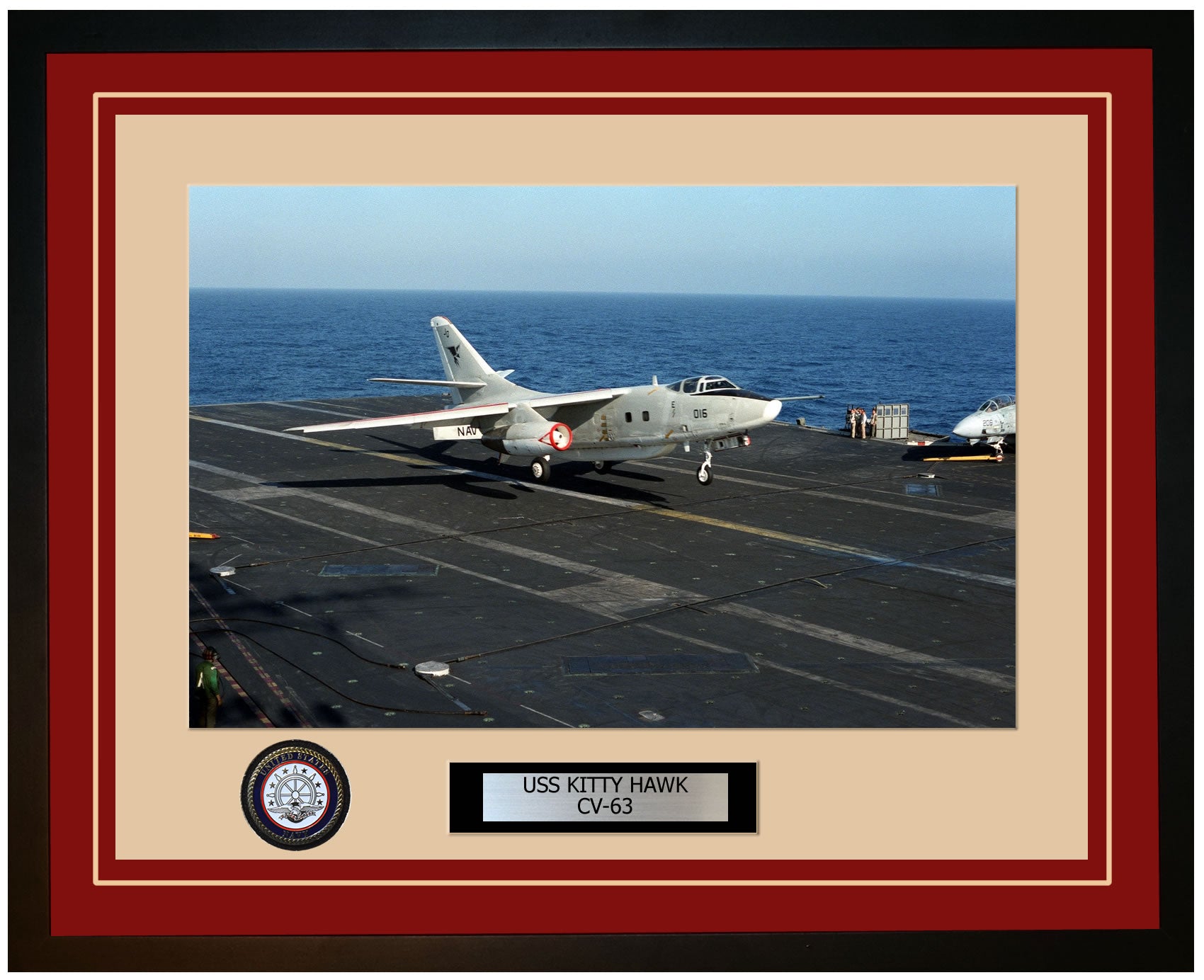 USS KITTY HAWK CV-63 Framed Navy Ship Photo Burgundy