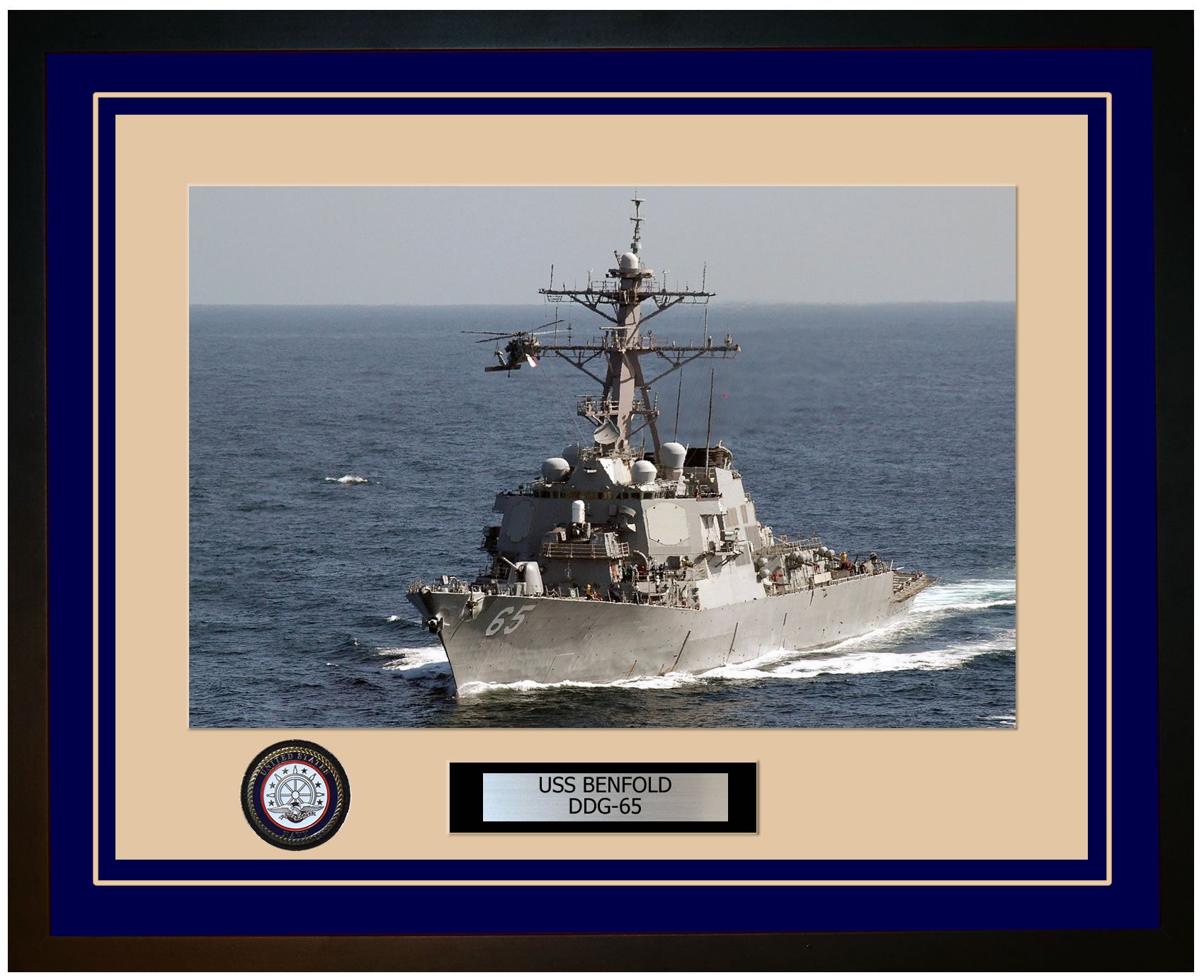 USS BENFOLD DDG-65 Framed Navy Ship Photo Blue