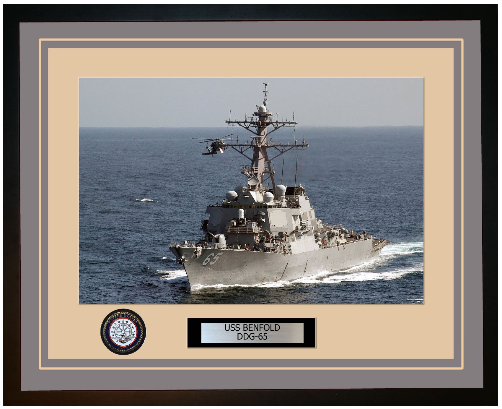 USS BENFOLD DDG-65 Framed Navy Ship Photo Grey