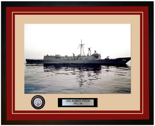 USS AUBREY FITCH FFG-34 Framed Navy Ship Photo Burgundy