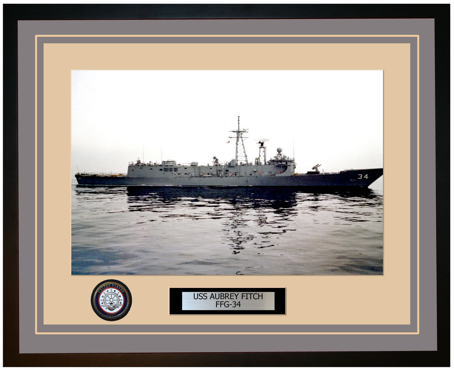 USS AUBREY FITCH FFG-34 Framed Navy Ship Photo Grey