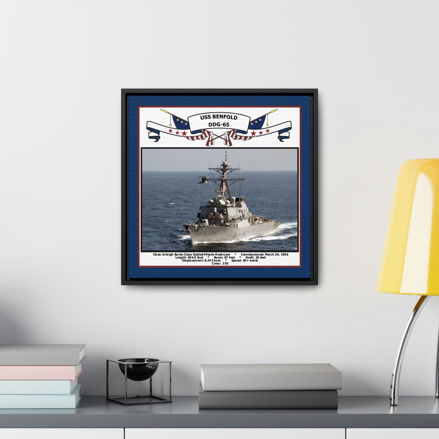 USS Benfold DDG-65 Navy Floating Frame Photo Desk View