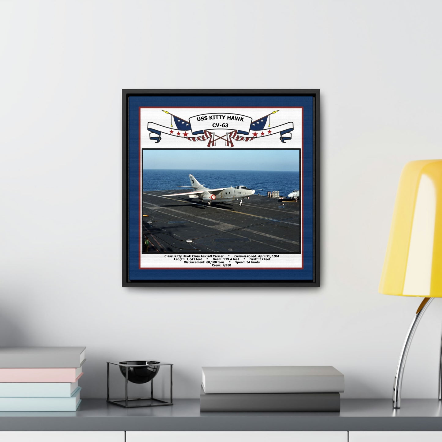 USS Kitty Hawk CV-63 Navy Floating Frame Photo Desk View