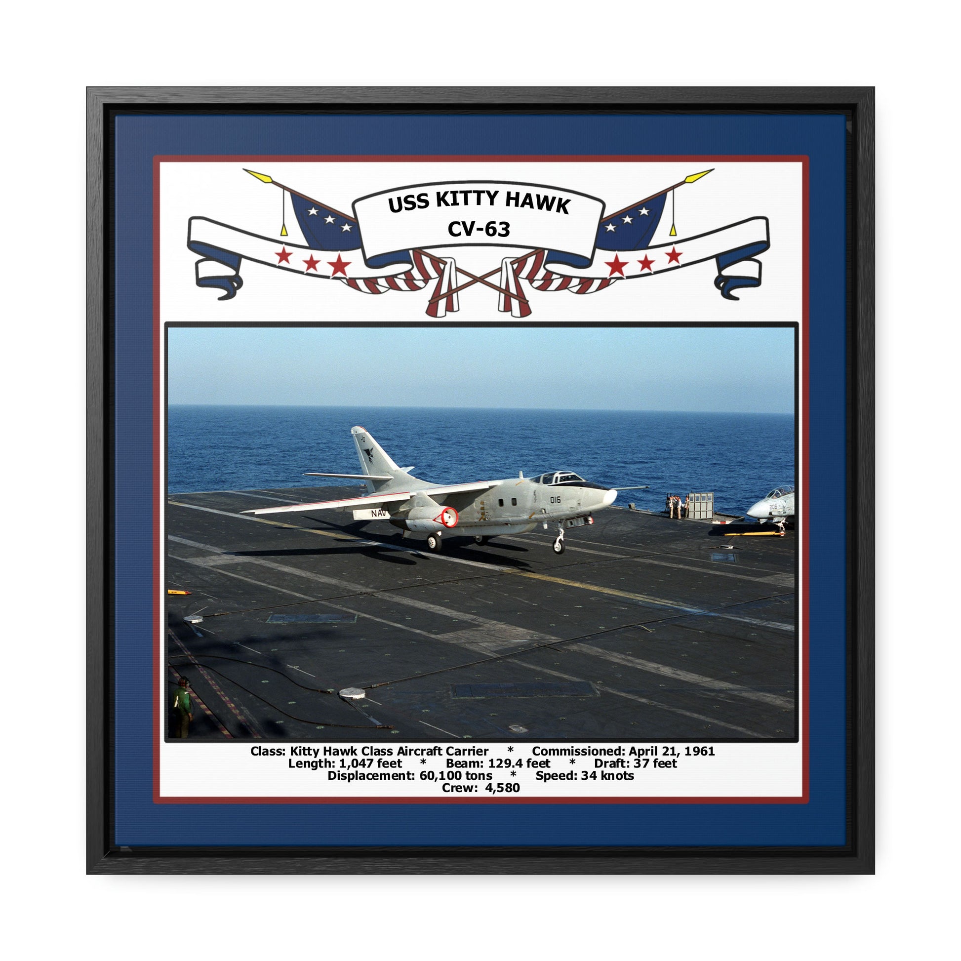 USS Kitty Hawk CV-63 Navy Floating Frame Photo Front View