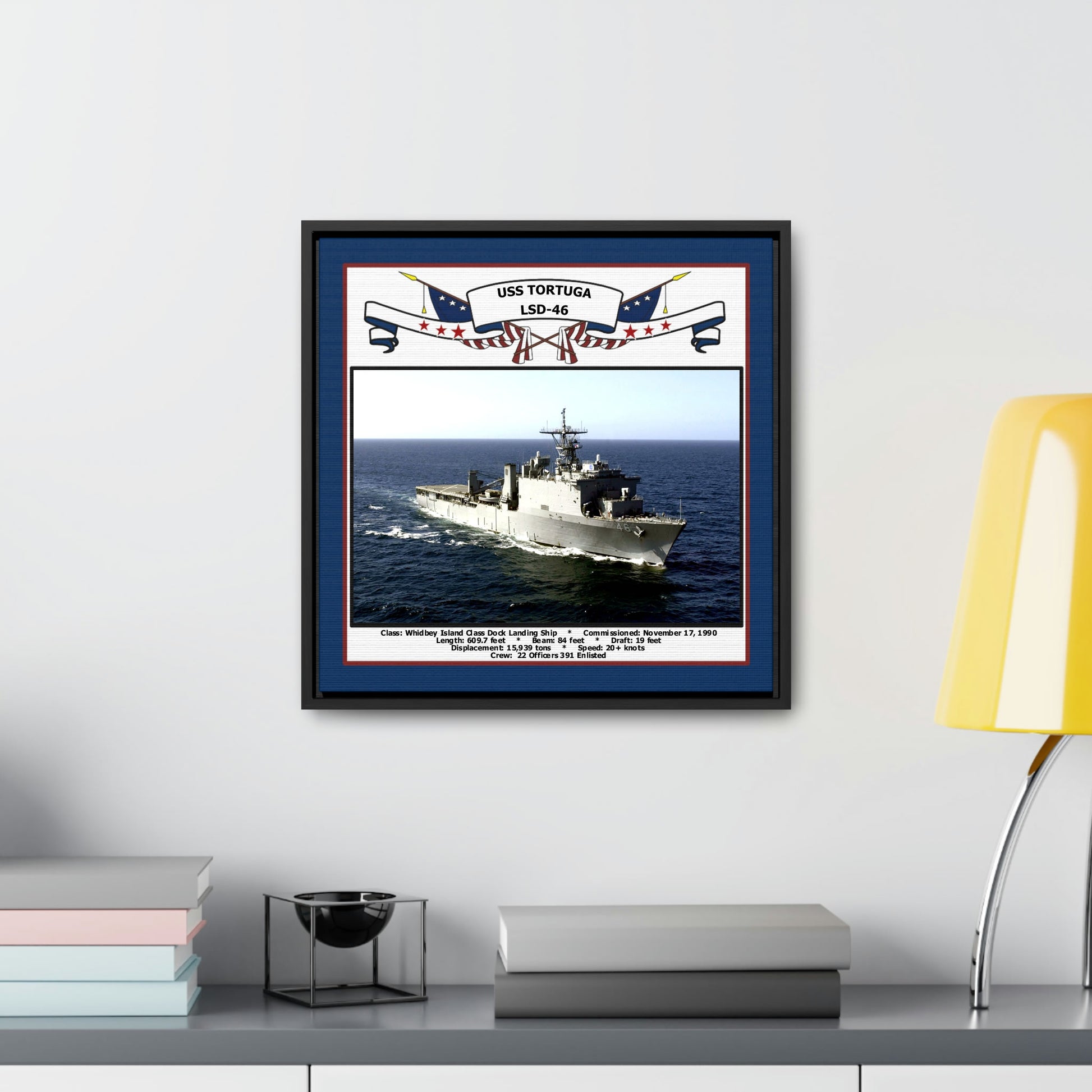 USS Tortuga LSD-46 Navy Floating Frame Photo Desk View