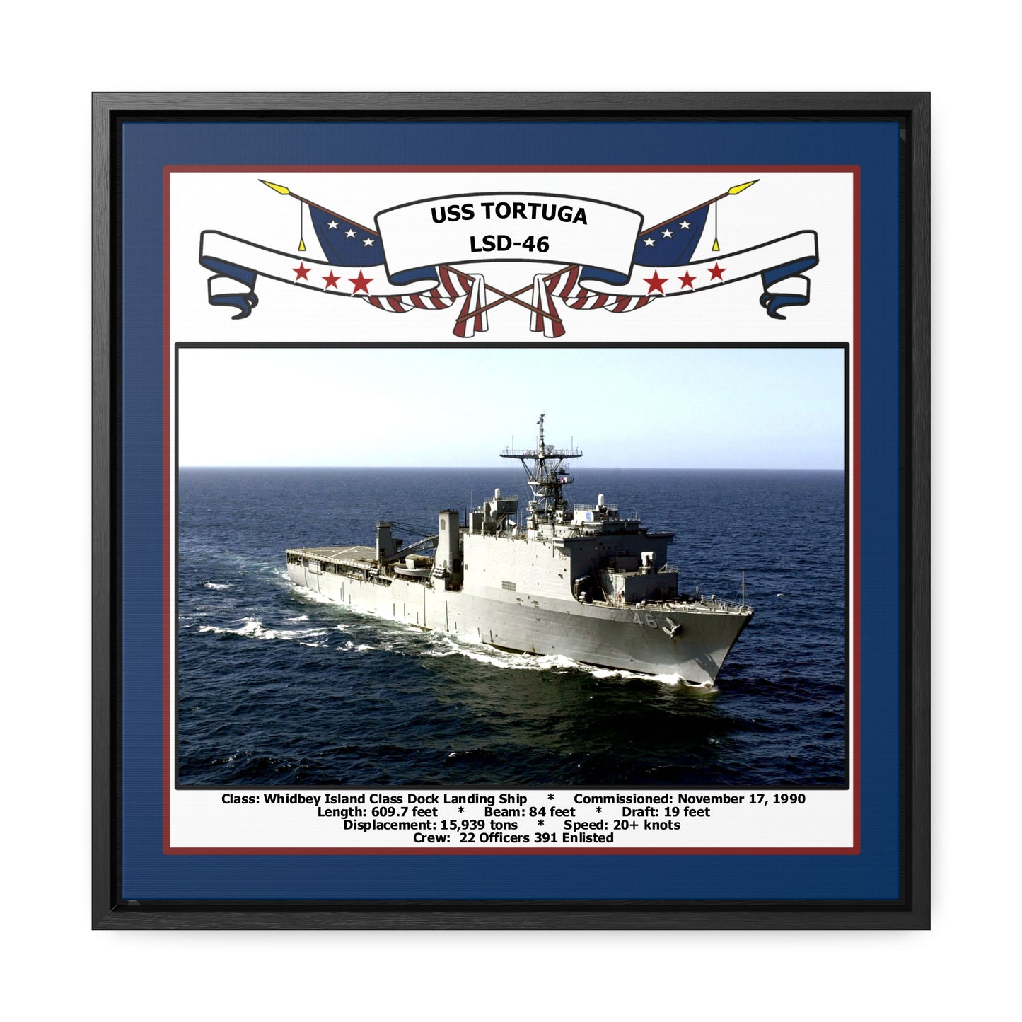 USS Tortuga LSD-46 Navy Floating Frame Photo Front View
