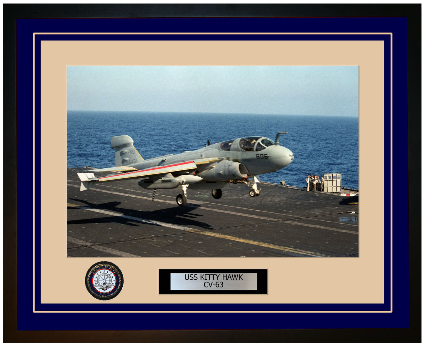 USS KITTY HAWK CV-63 Framed Navy Ship Photo Blue