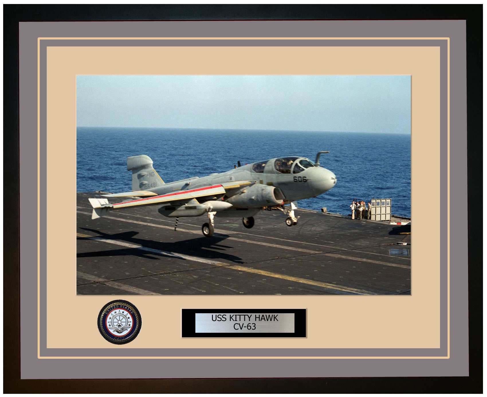 USS KITTY HAWK CV-63 Framed Navy Ship Photo Grey