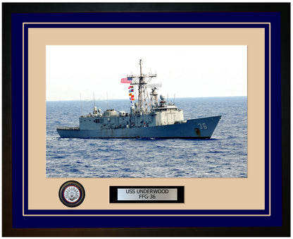 USS UNDERWOOD FFG-36 Framed Navy Ship Photo Blue