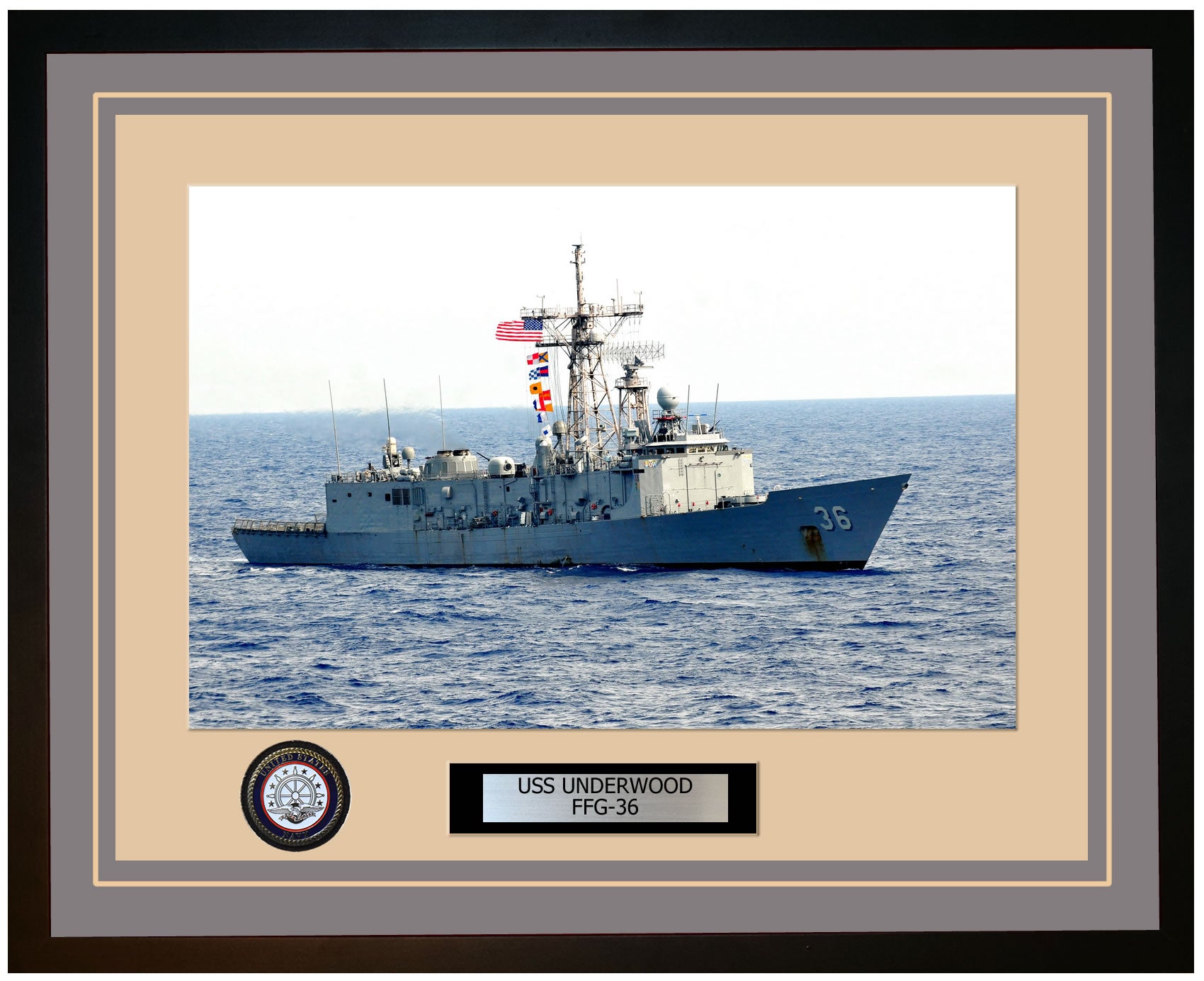USS UNDERWOOD FFG-36 Framed Navy Ship Photo Grey