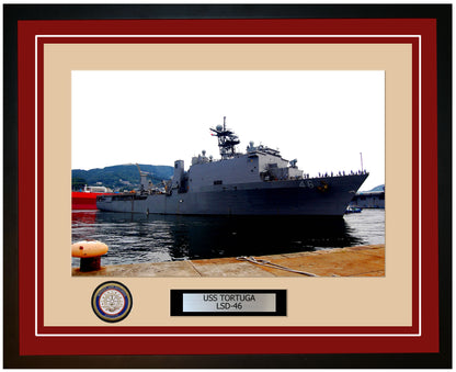 USS Tortuga LSD-46 Framed Navy Ship Photo Burgundy