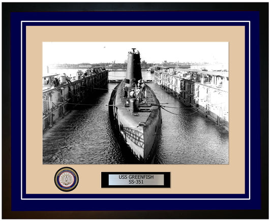 USS Greenfish SS-351 Framed Navy Ship Photo Blue