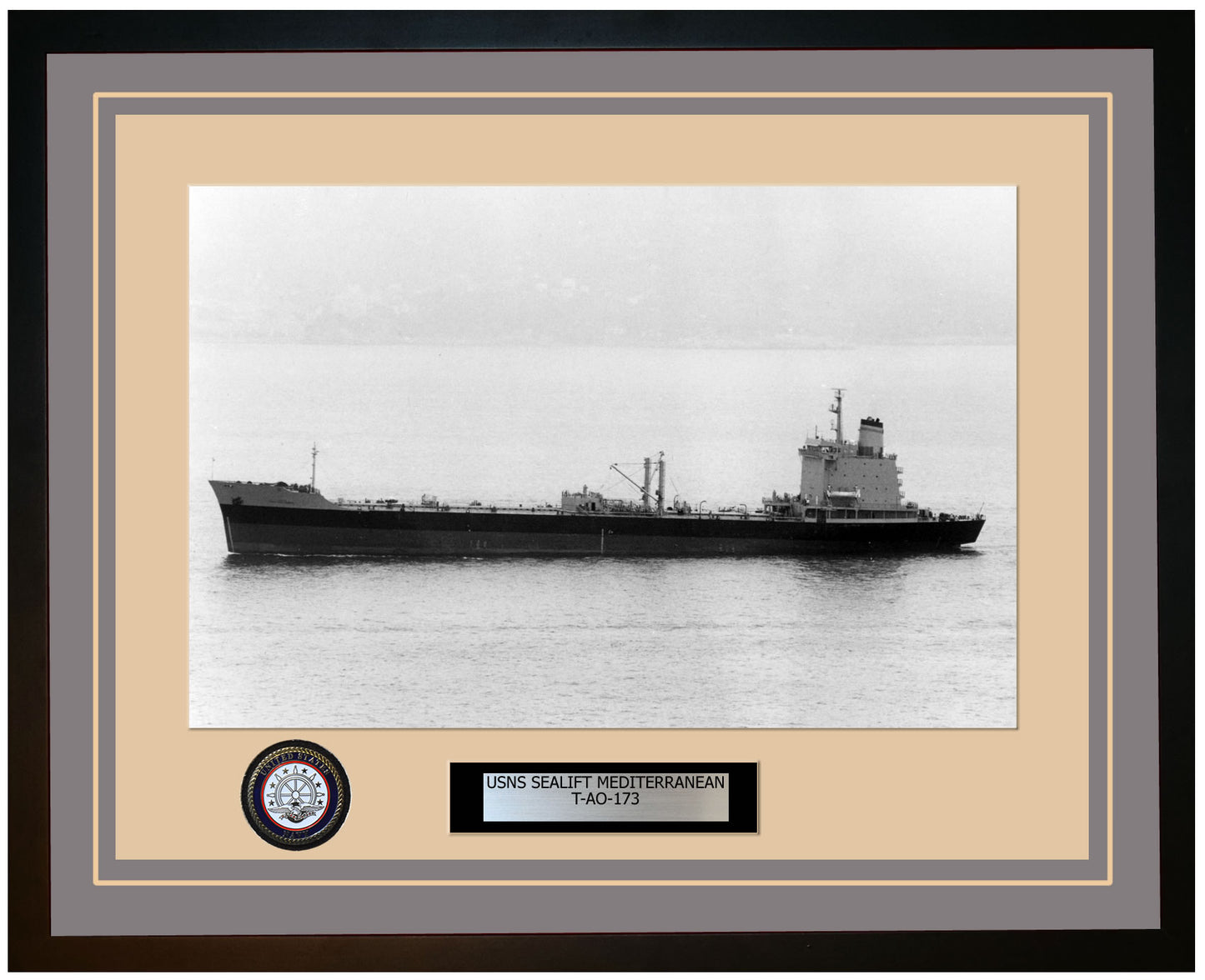 USS SEALIFT-MEDITERRANEAN T-AO-173 Framed Navy Ship Photo Grey