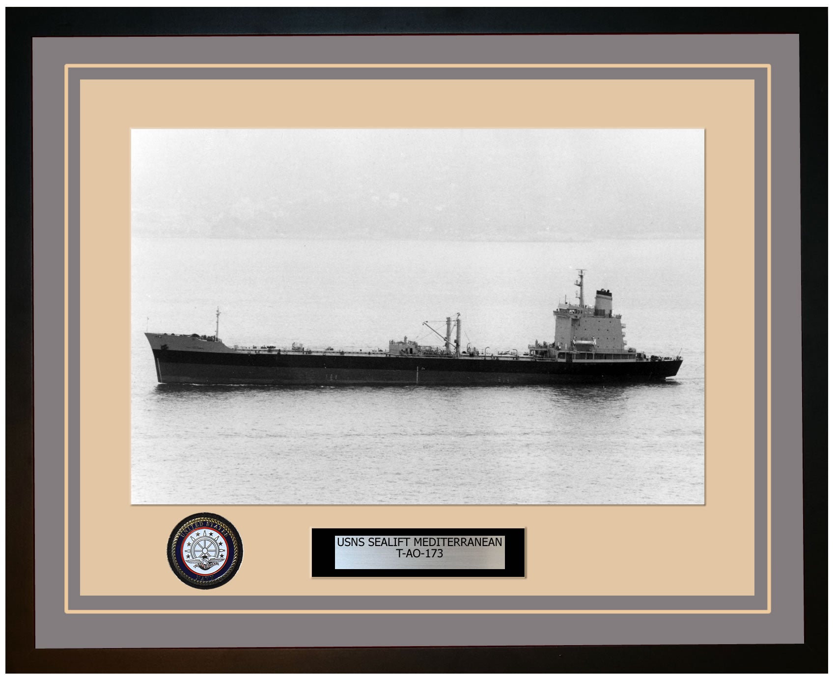 USS SEALIFT-MEDITERRANEAN T-AO-173 Framed Navy Ship Photo Grey