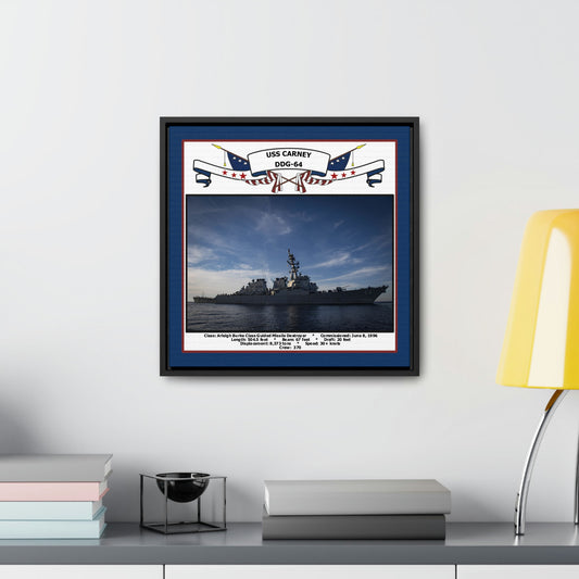 USS Carney DDG-64 Navy Floating Frame Photo Desk View