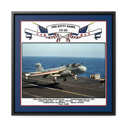 USS Kitty Hawk CV-63 Navy Floating Frame Photo Front View