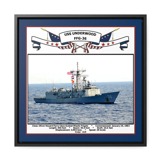 USS Underwood FFG-36 Navy Floating Frame Photo Front View