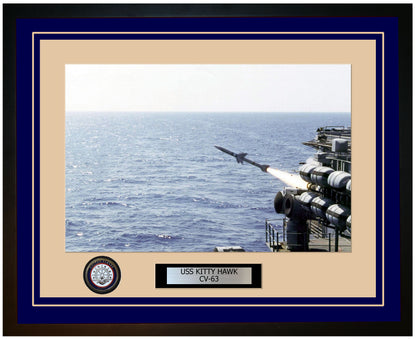 USS KITTY HAWK CV-63 Framed Navy Ship Photo Blue