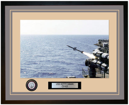 USS KITTY HAWK CV-63 Framed Navy Ship Photo Grey