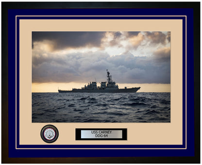 USS CARNEY DDG-64 Framed Navy Ship Photo Blue