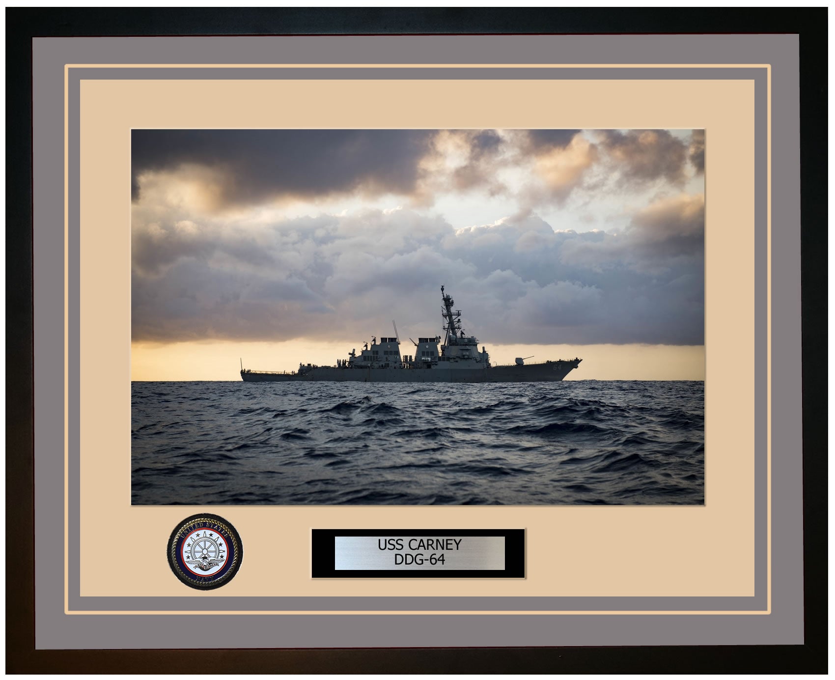 USS CARNEY DDG-64 Framed Navy Ship Photo Grey