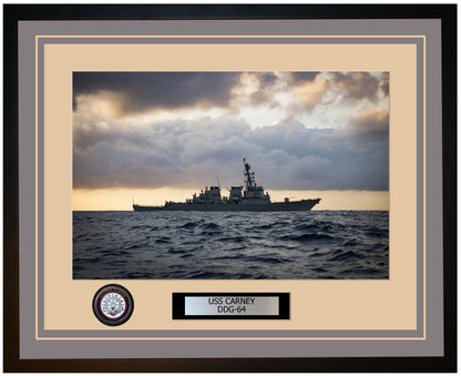 USS CARNEY DDG-64 Framed Navy Ship Photo Grey