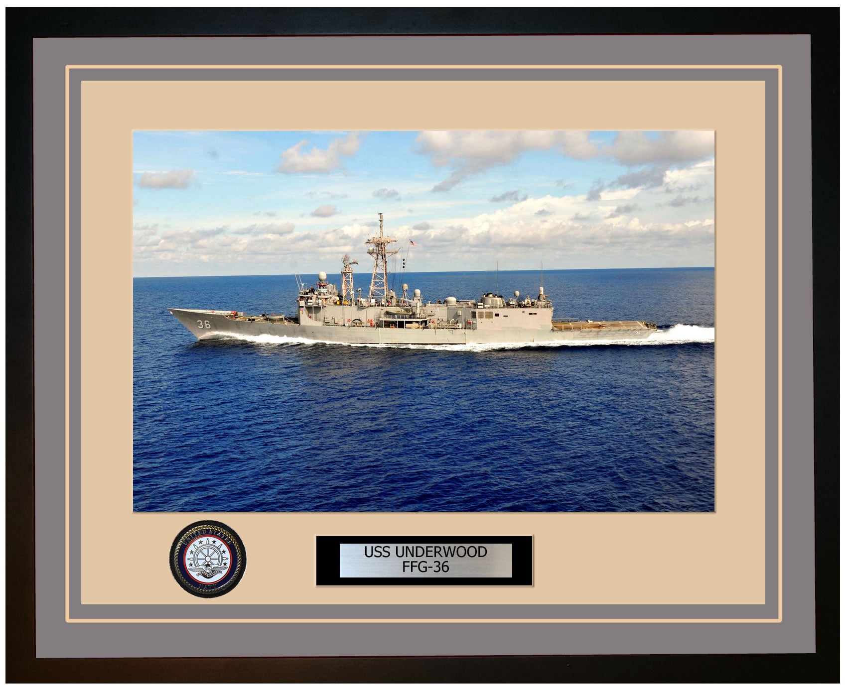 USS UNDERWOOD FFG-36 Framed Navy Ship Photo Grey