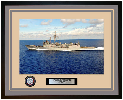 USS UNDERWOOD FFG-36 Framed Navy Ship Photo Grey