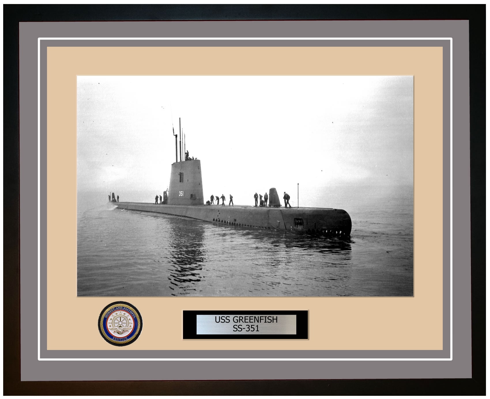 USS Greenfish SS-351 Framed Navy Ship Photo Grey