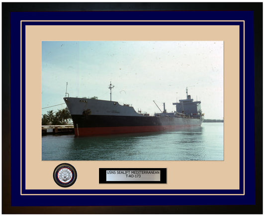 USS SEALIFT-MEDITERRANEAN T-AO-173 Framed Navy Ship Photo Blue