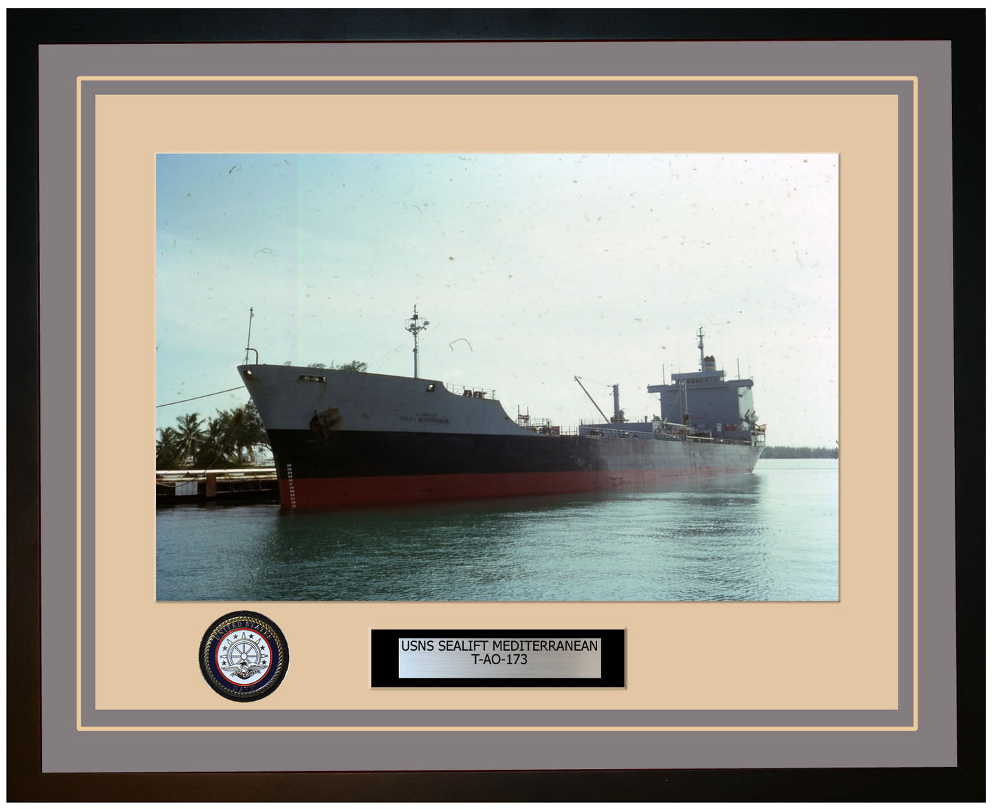 USS SEALIFT-MEDITERRANEAN T-AO-173 Framed Navy Ship Photo Grey